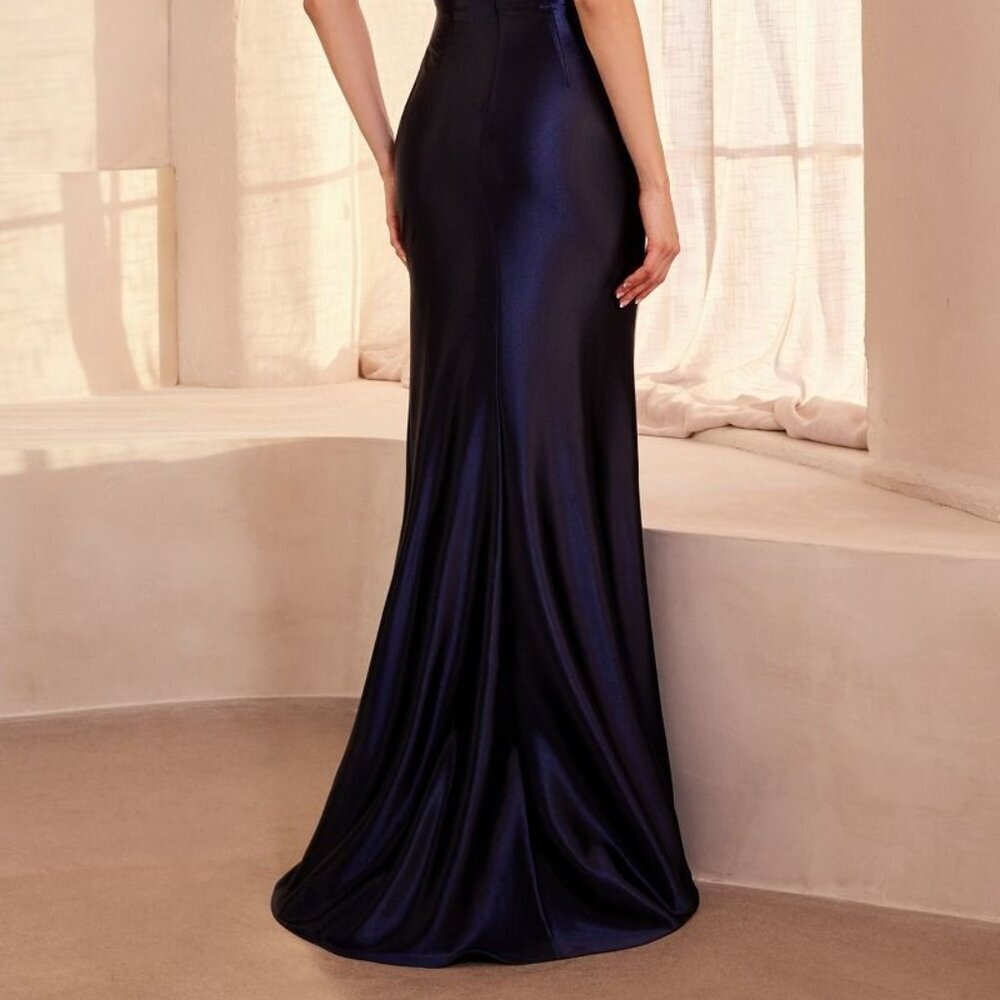 New Sheath Sleeveless Soft Satin Evening Gown w/ Sweetheart Neckline CD T813 - Picture 7 of 11